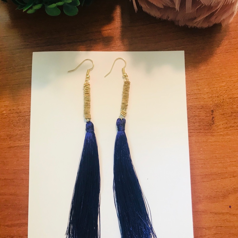 Dark purple fringe earrings